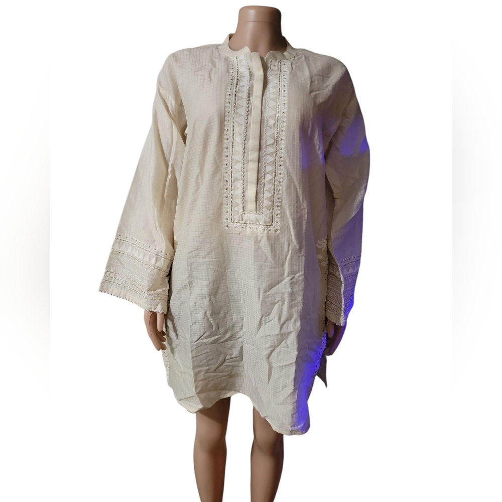 Chic Cream Long Sleeve Women's Dress